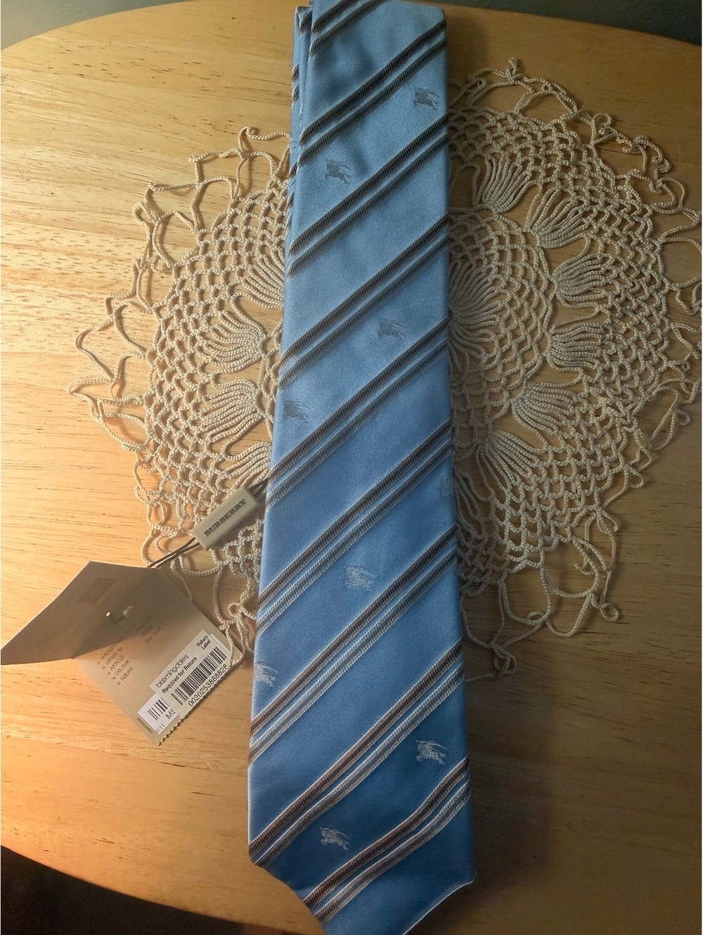 Burberry Blue Silk Regent Stripe Tie